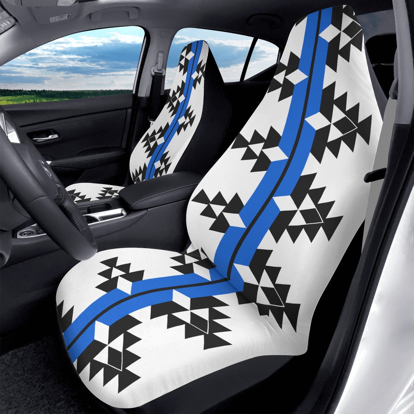 Native Woven Stories in Blue Auto Seat Covers