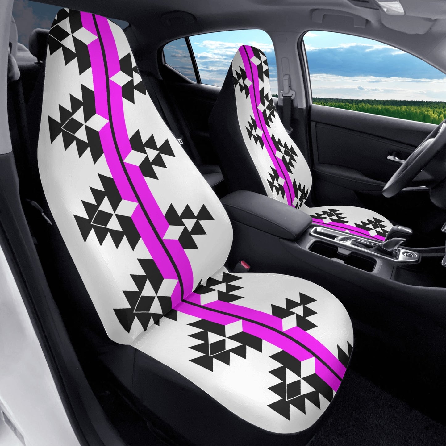 Native Woven Stories in Pink Auto Seat Covers