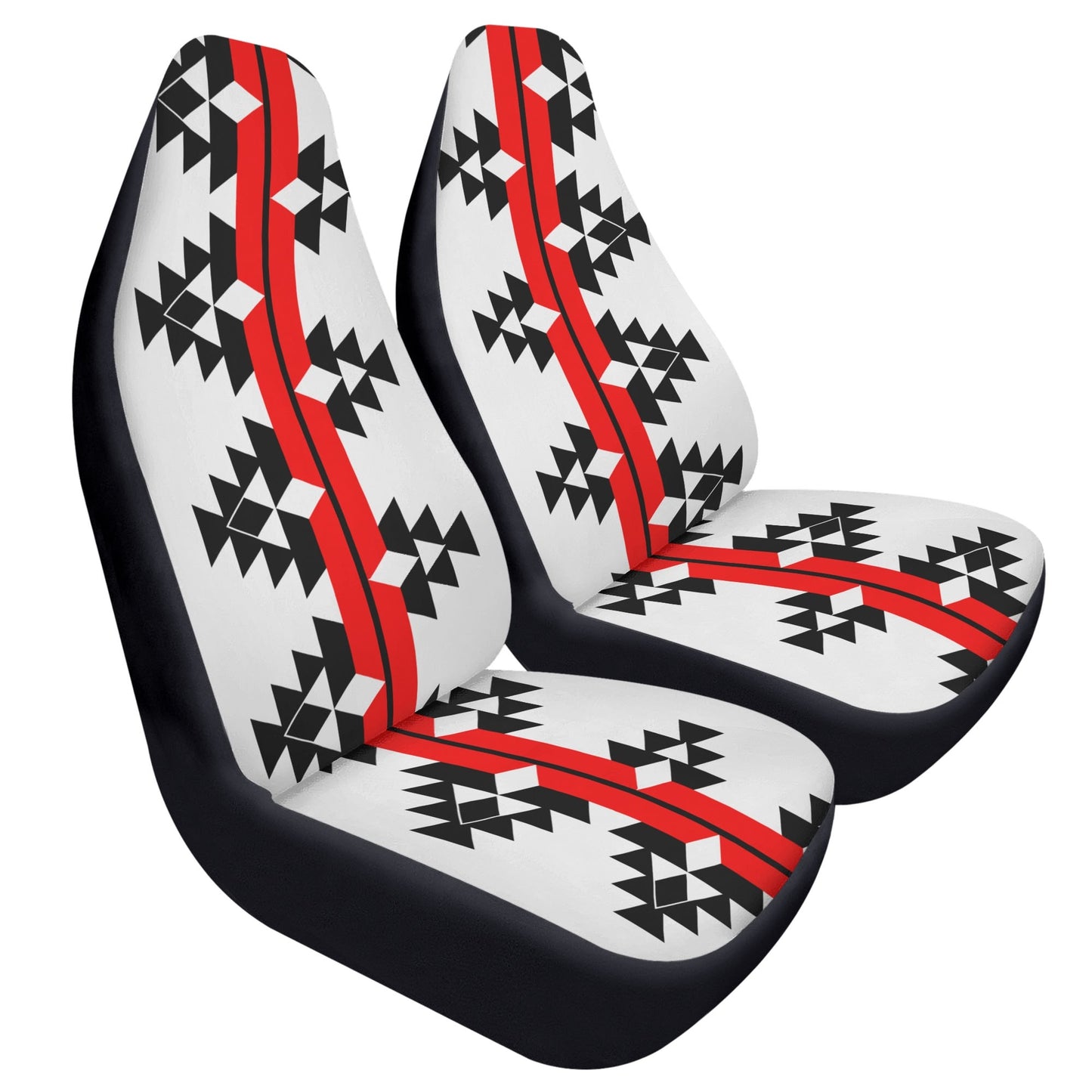 Native Woven Stories in Red Auto Seat Covers