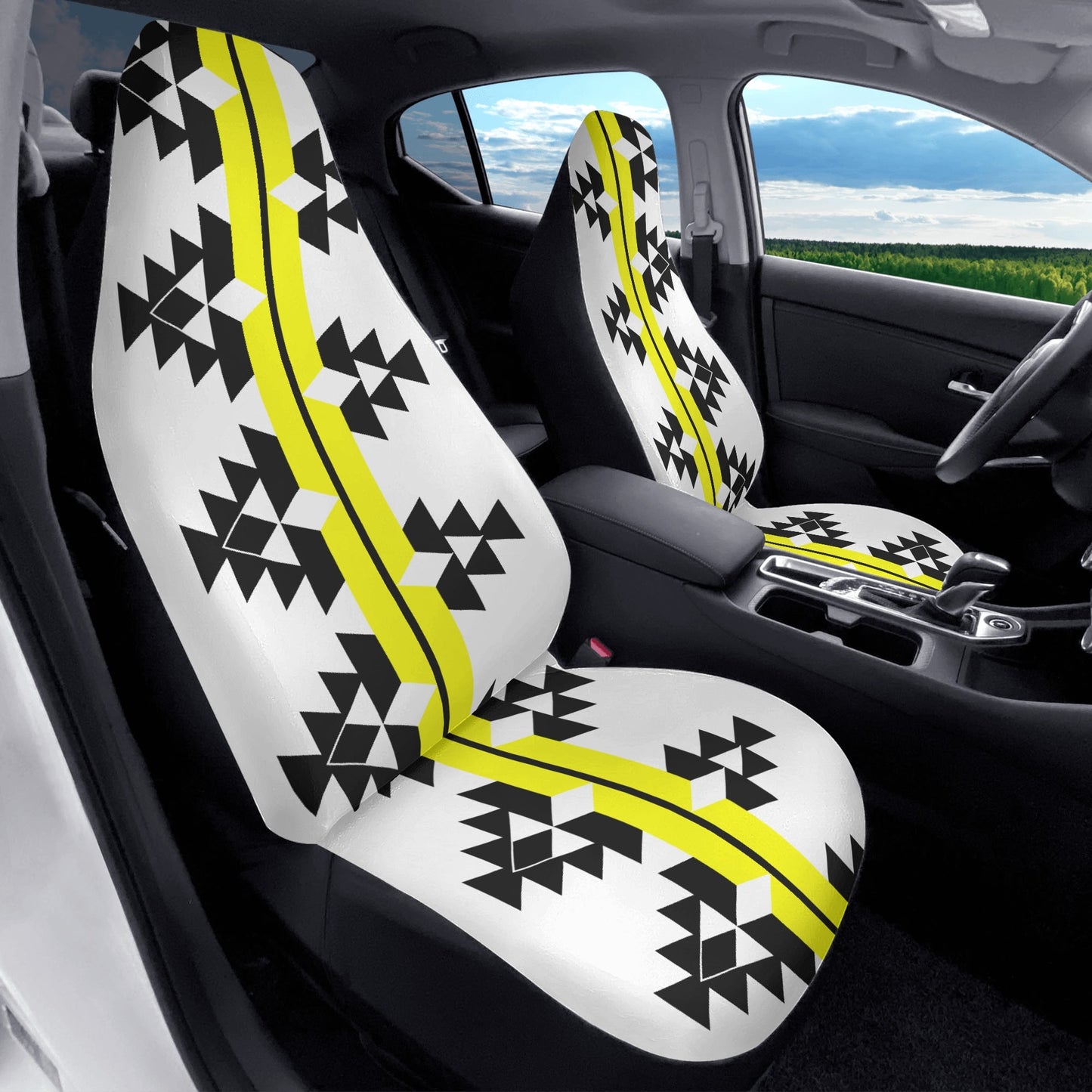 Native Woven Stories in Yellow Auto Seat Covers