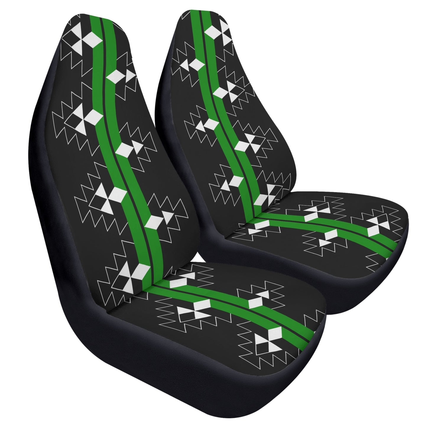 Native Woven Stories in Green Auto Seat Covers