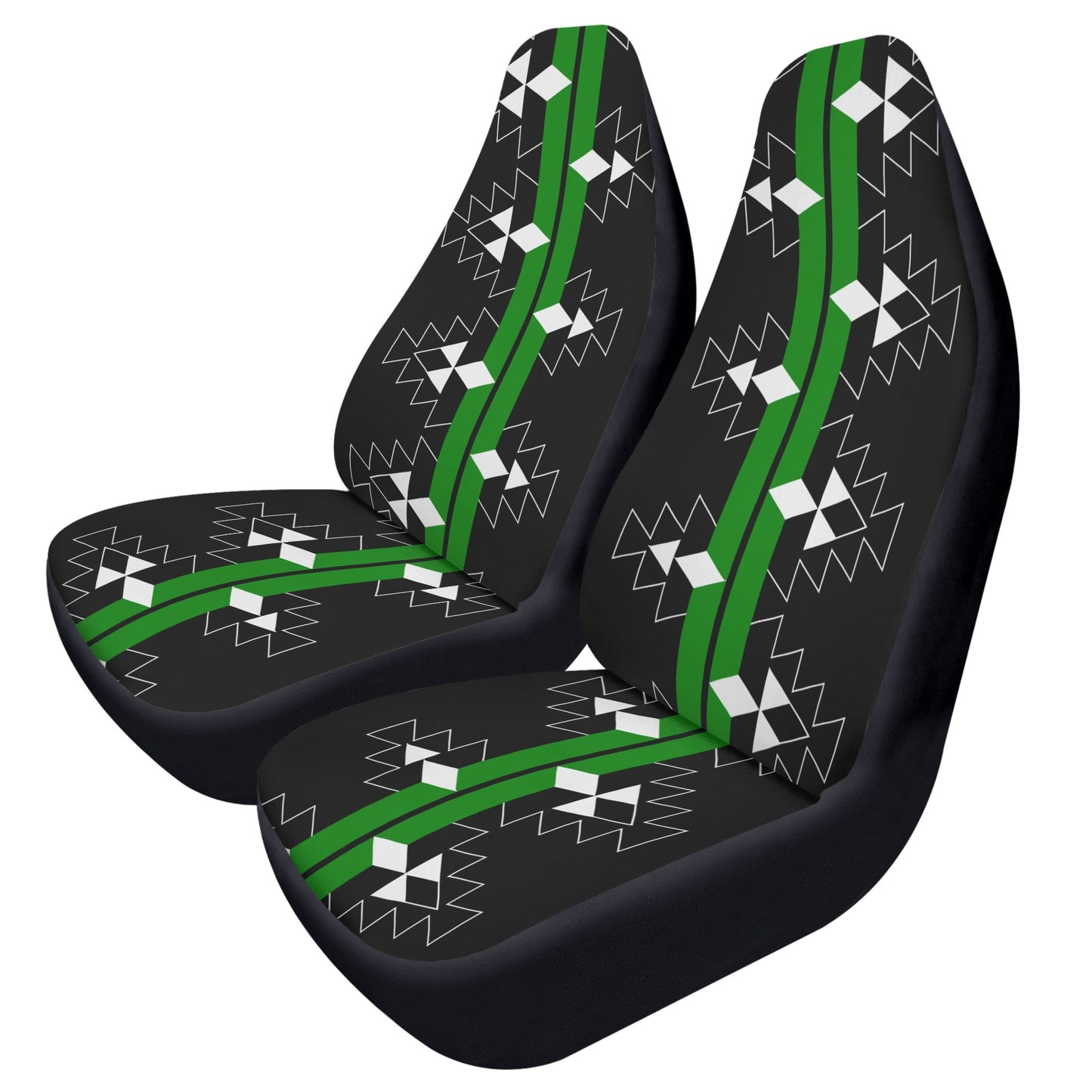 Native Woven Stories in Green Auto Seat Covers