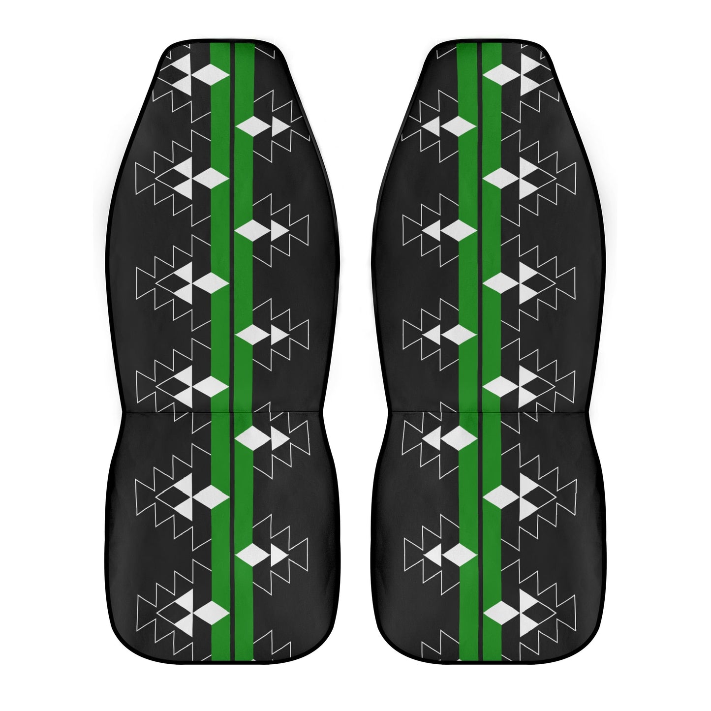 Native Woven Stories in Green Auto Seat Covers