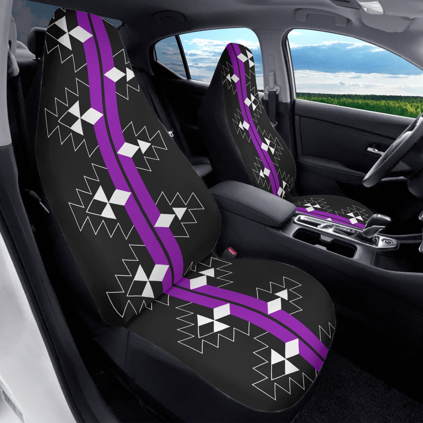 Native Woven Stories in Purple Auto Seat Covers
