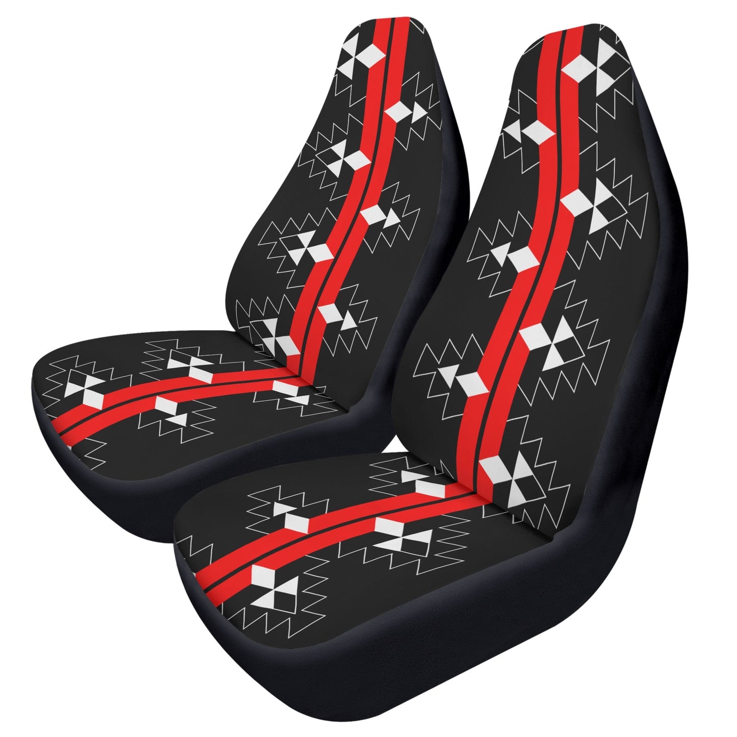 Native Woven Stories in Red Auto Seat Covers