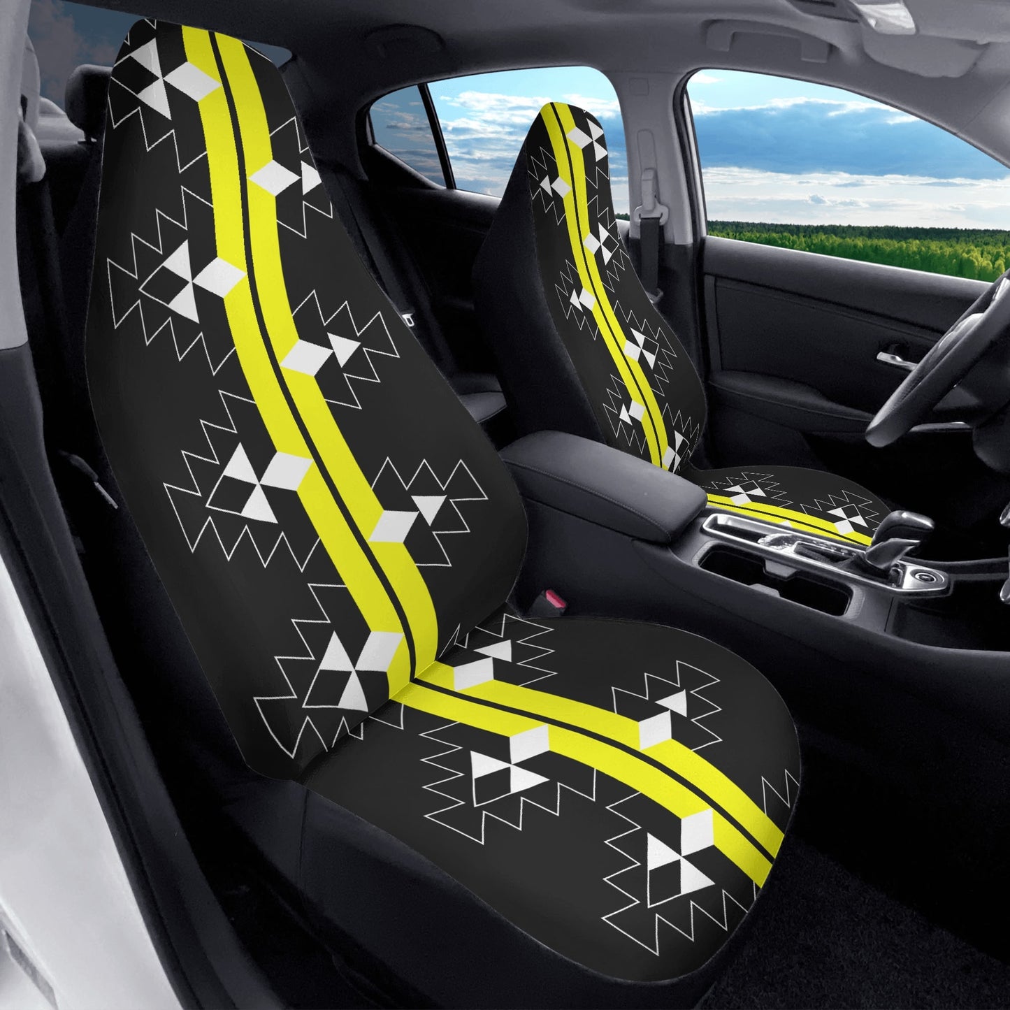 Native Woven Stories in Yellow Auto Seat Covers