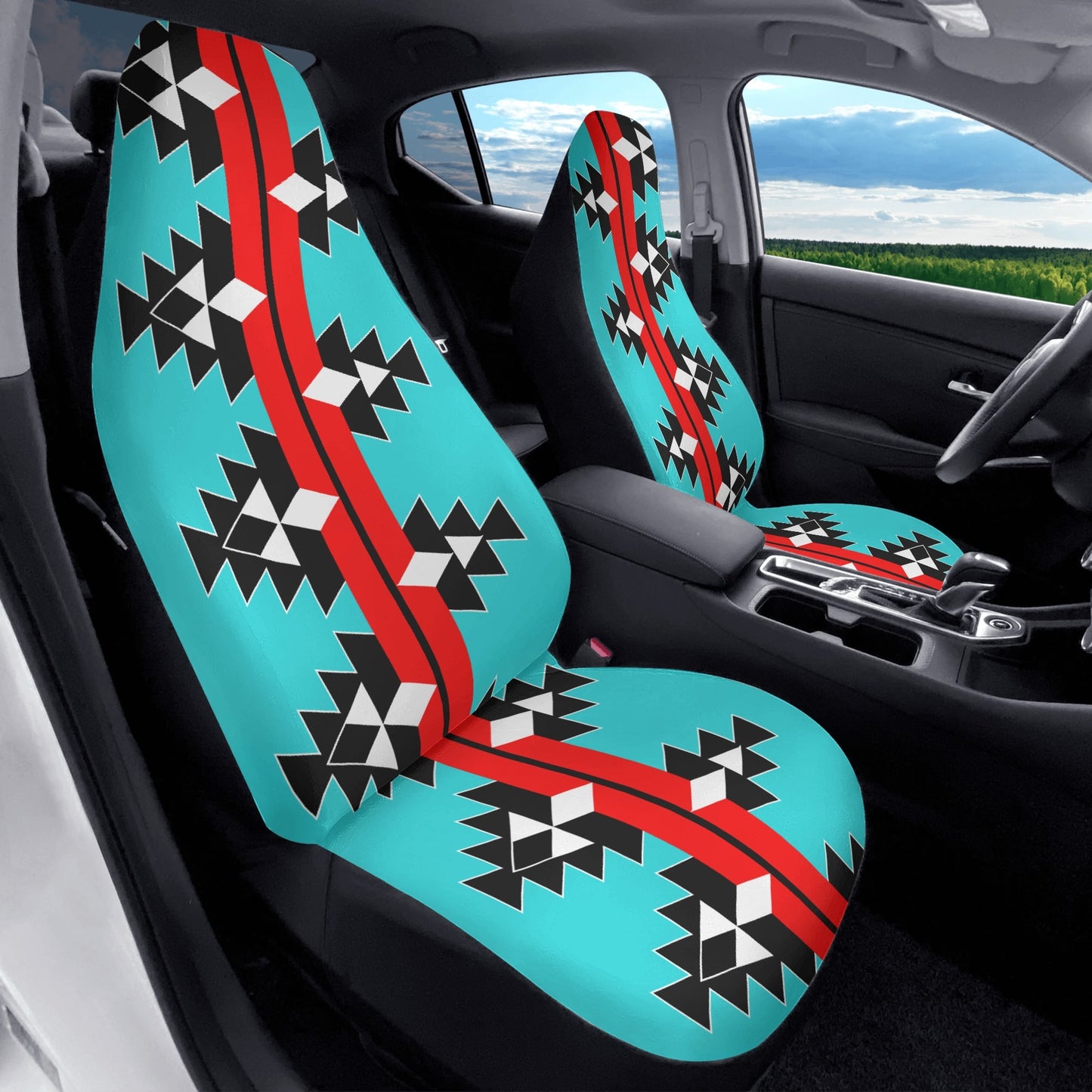 Native Woven Stories - Red/Turquoise - Auto Seat Covers