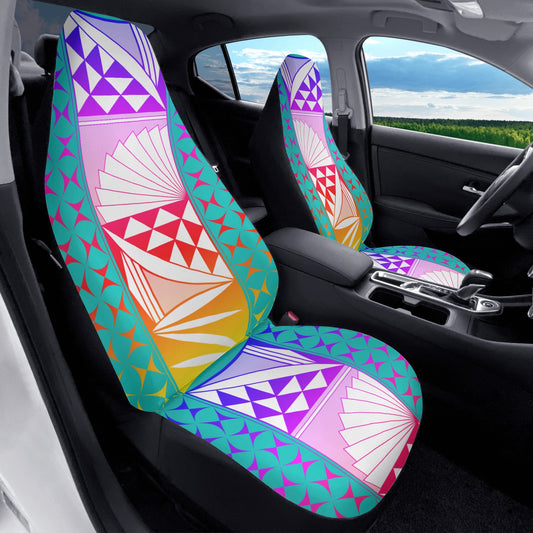 Rainbow Sunrise on Turquoise Auto Seat Covers