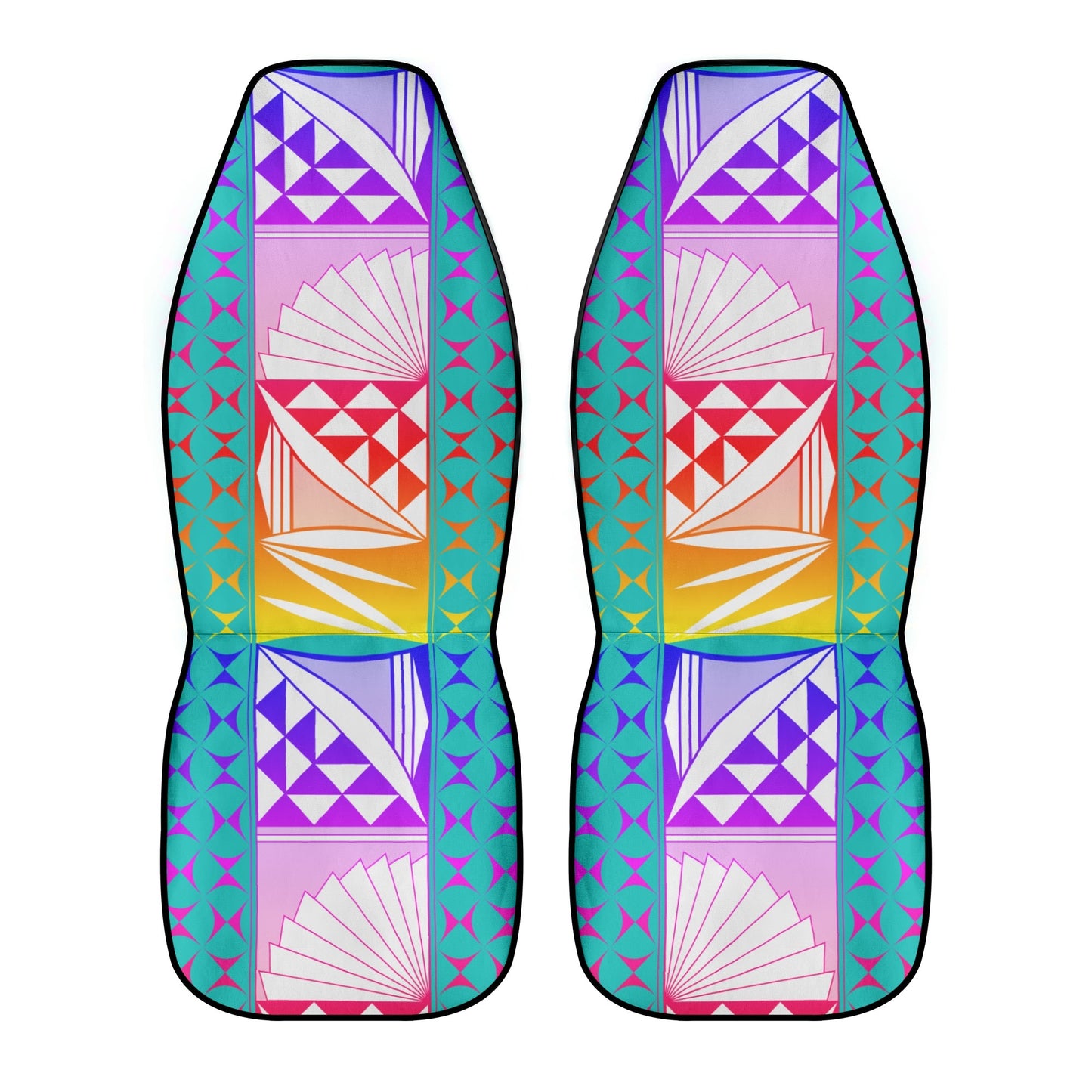 Rainbow Sunrise on Turquoise Auto Seat Covers