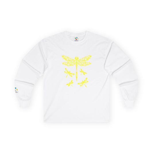 Native Dragonfly in Yellow Unisex Long Sleeve Tee