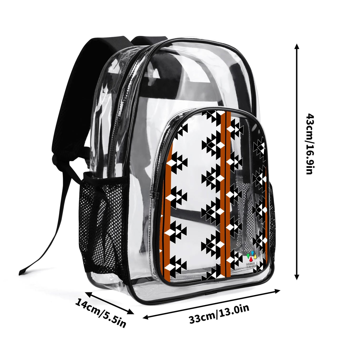 Native Woven Stories in Rust Transparent Backpack