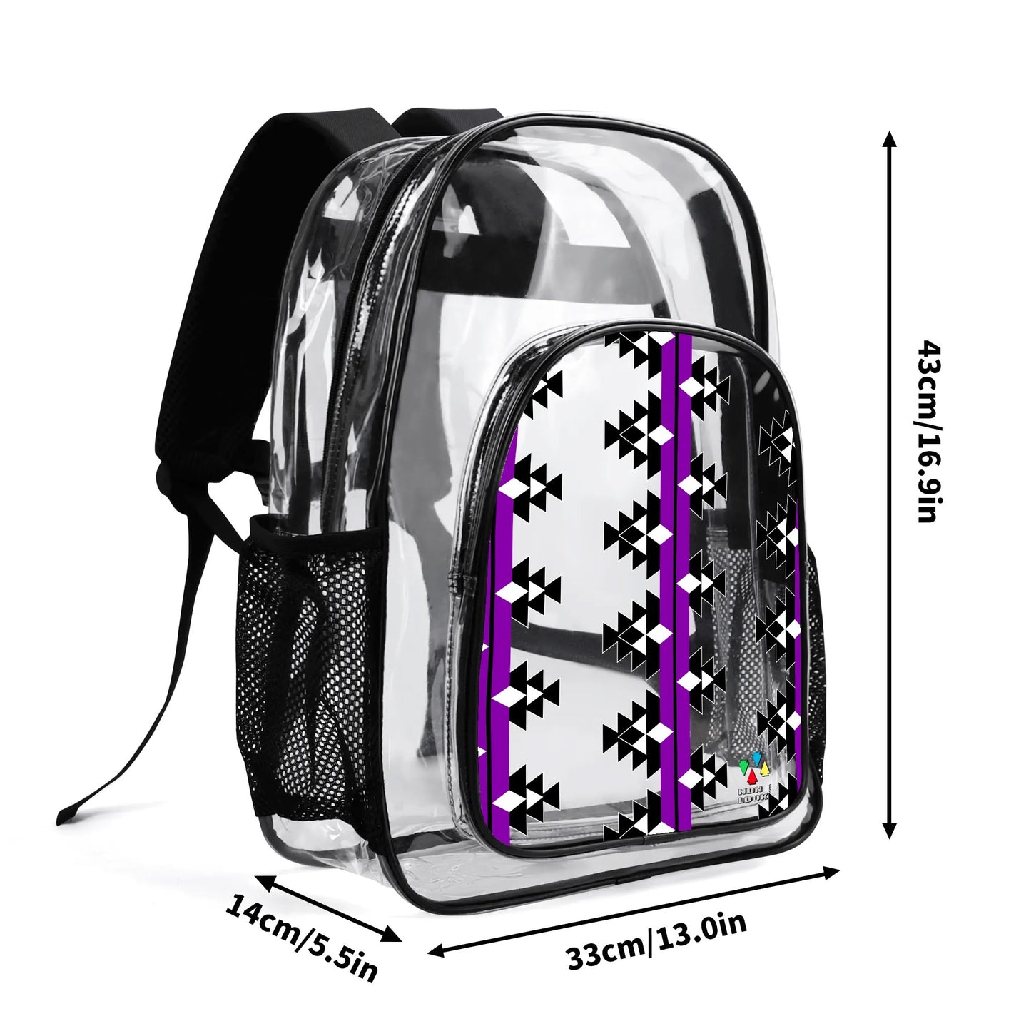 Native Woven Stories in Purple Transparent Backpack