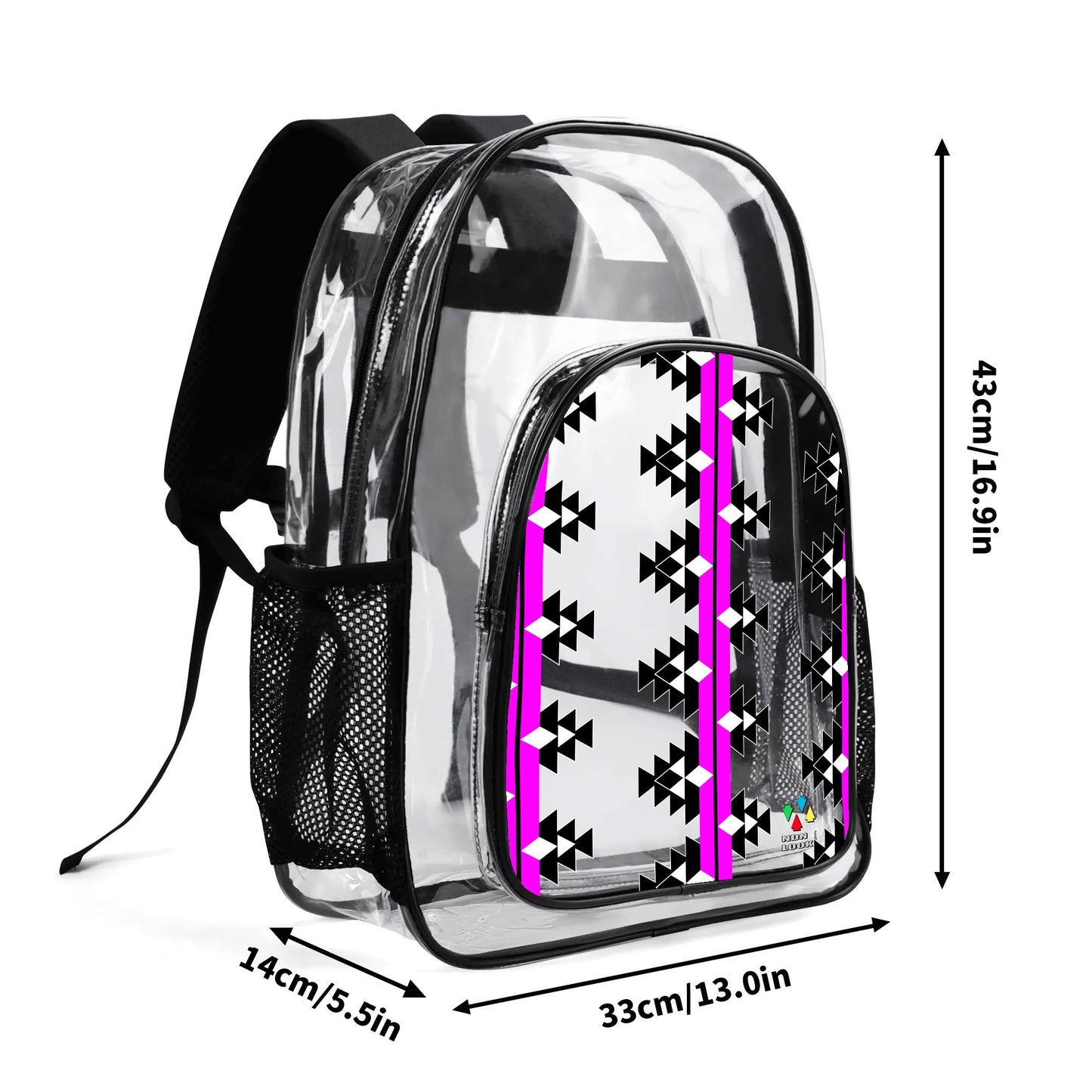 Native Woven Stories in Pink Transparent Backpack