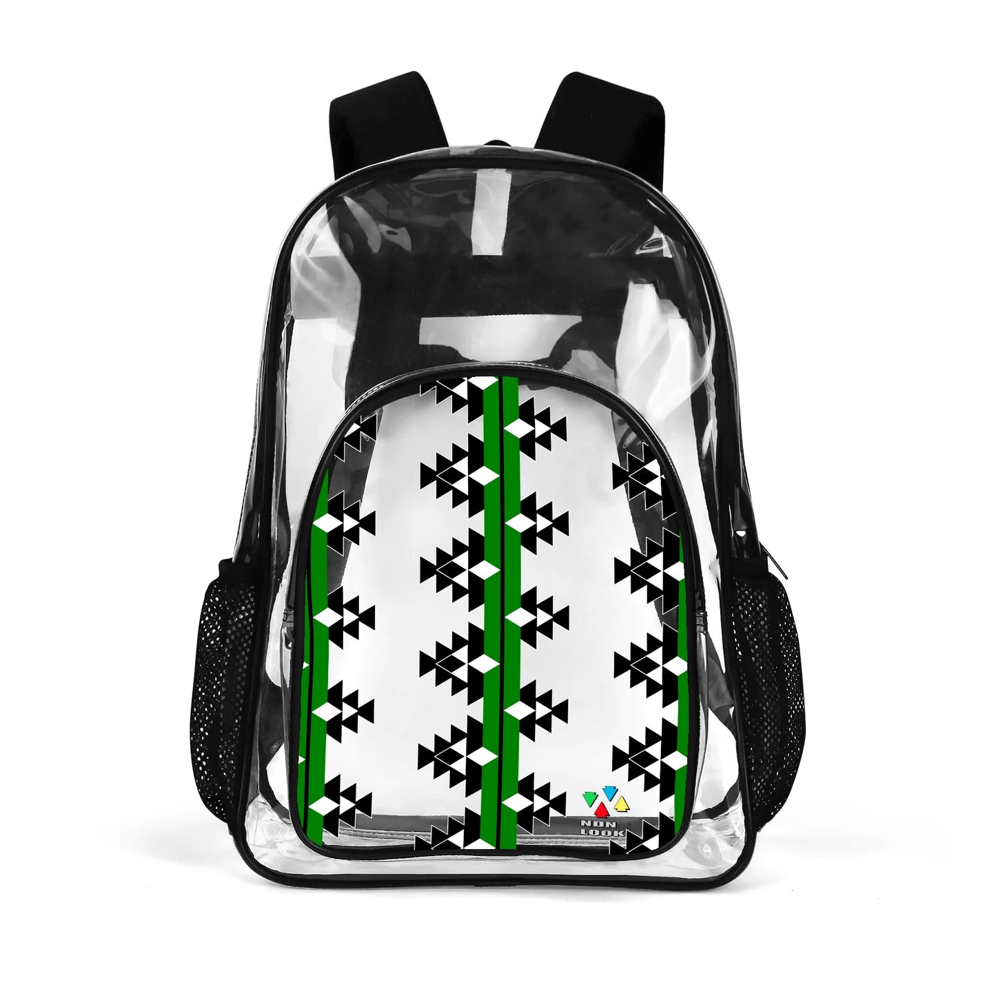 Native Woven Stories in Green Transparent Backpack