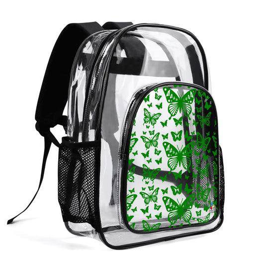 Butterfly Dance in Green Transparent Backpack