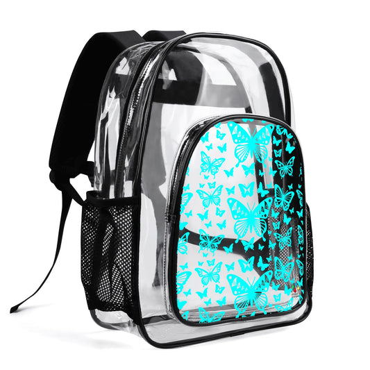 Butterfly Dance in Turquoise Transparent Backpack