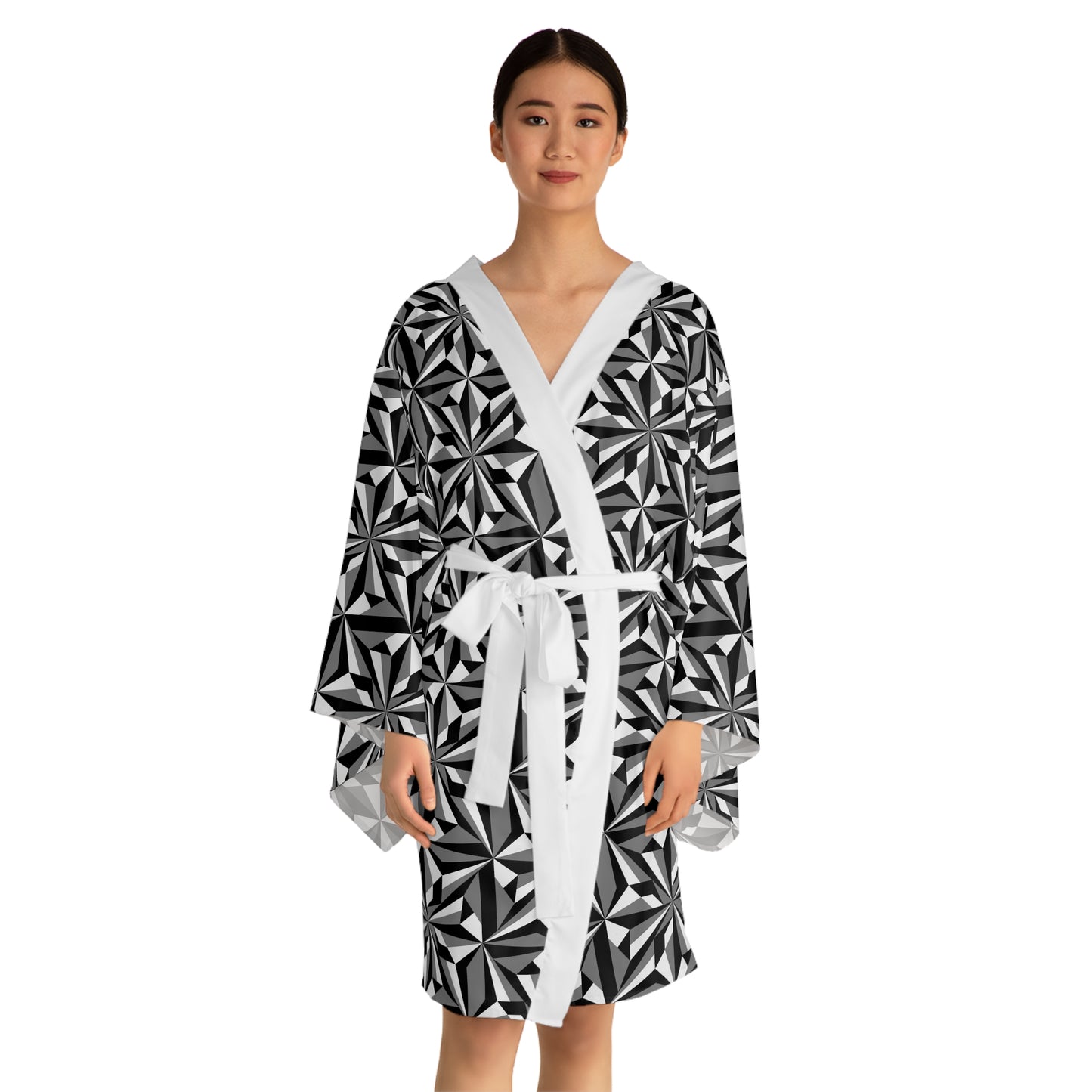 Desert Flowers in Gray Kimono Robe – Where Comfort Meets Native Grace