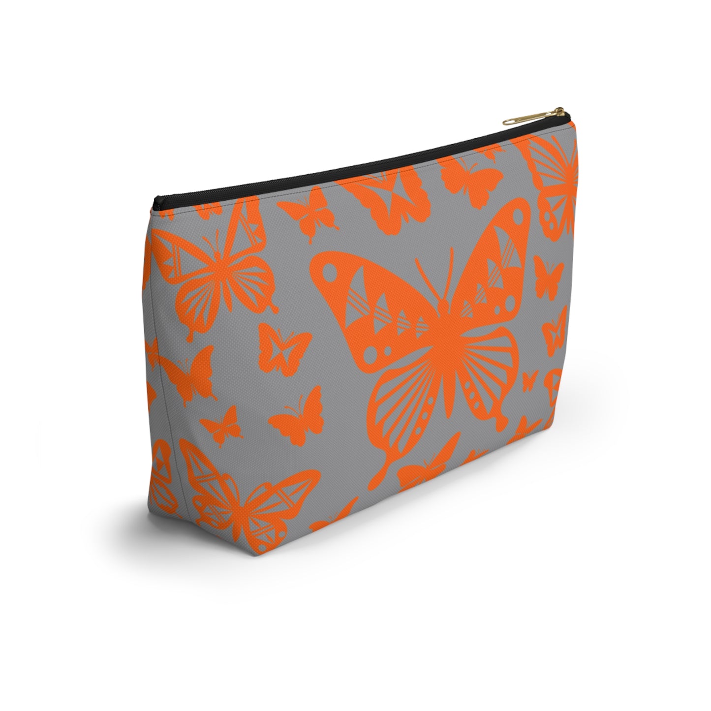 Orange Butterflies on Gray Pouch w T-bottom