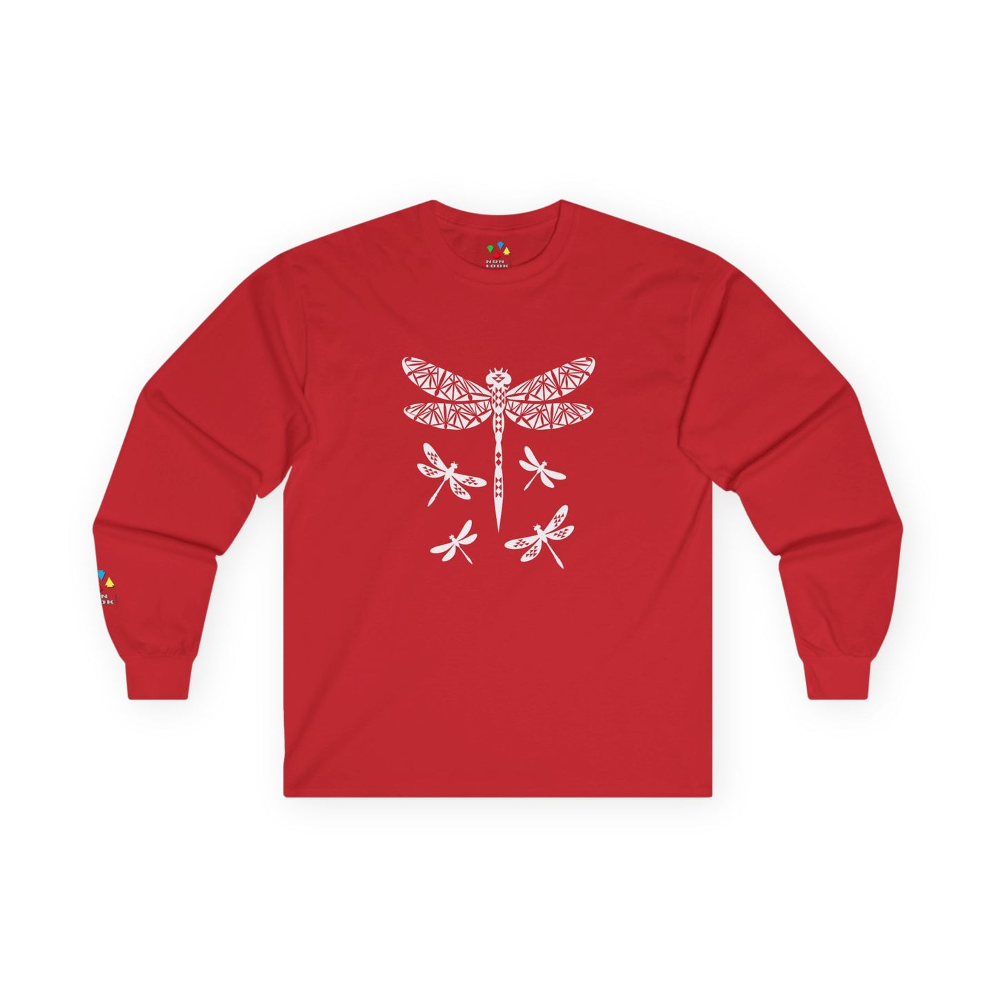 Native Dragonfly in White Unisex Long Sleeve Tee