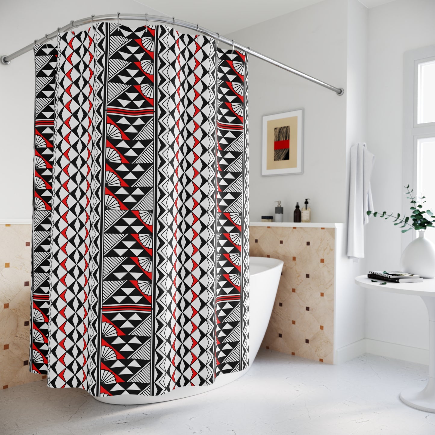Southwest Rain and Sun in Red Shower Curtains