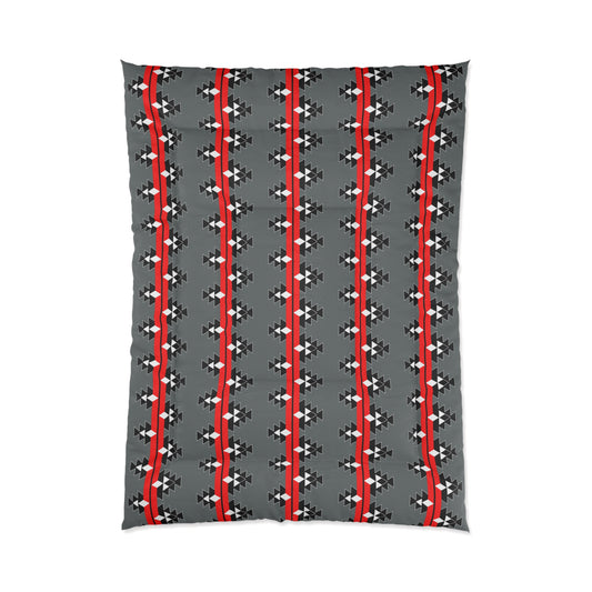 Native Stories on Gray Comforter