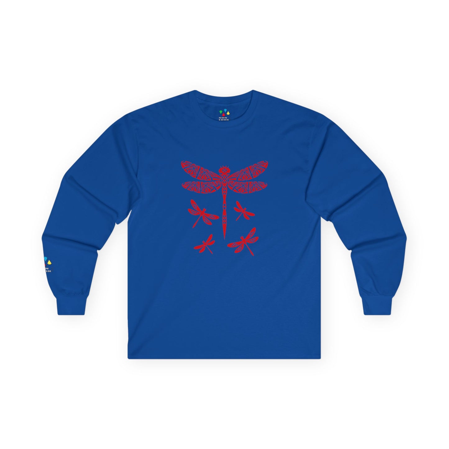 Native Dragonfly in Red Unisex Long Sleeve Tee