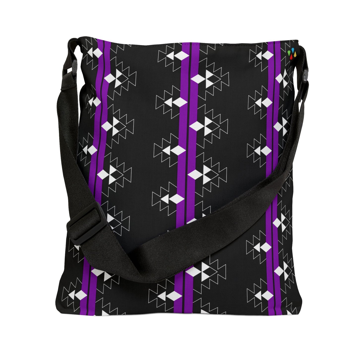 Purple/Black Native Woven Stories Adjustable Tote Bag