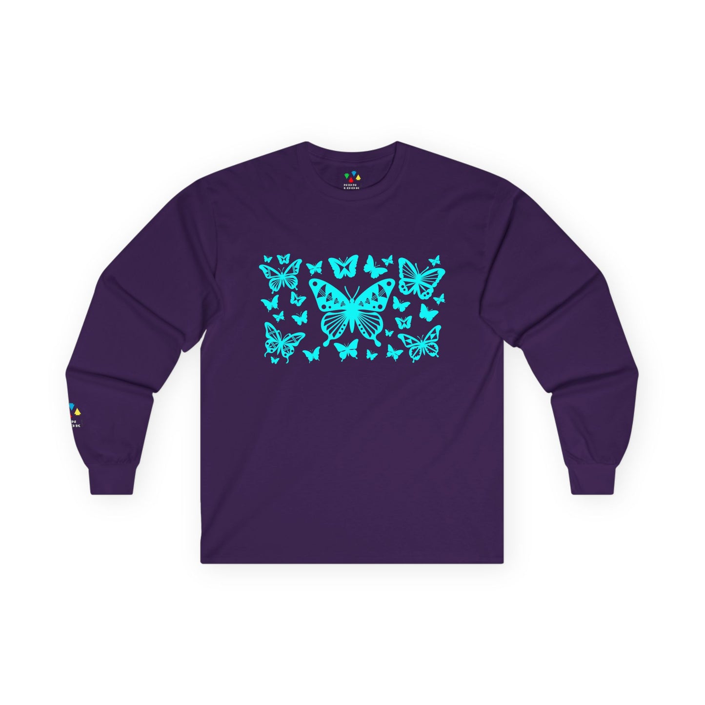 Butterfly Dance in Turquoise Unisex Long Sleeve Tee