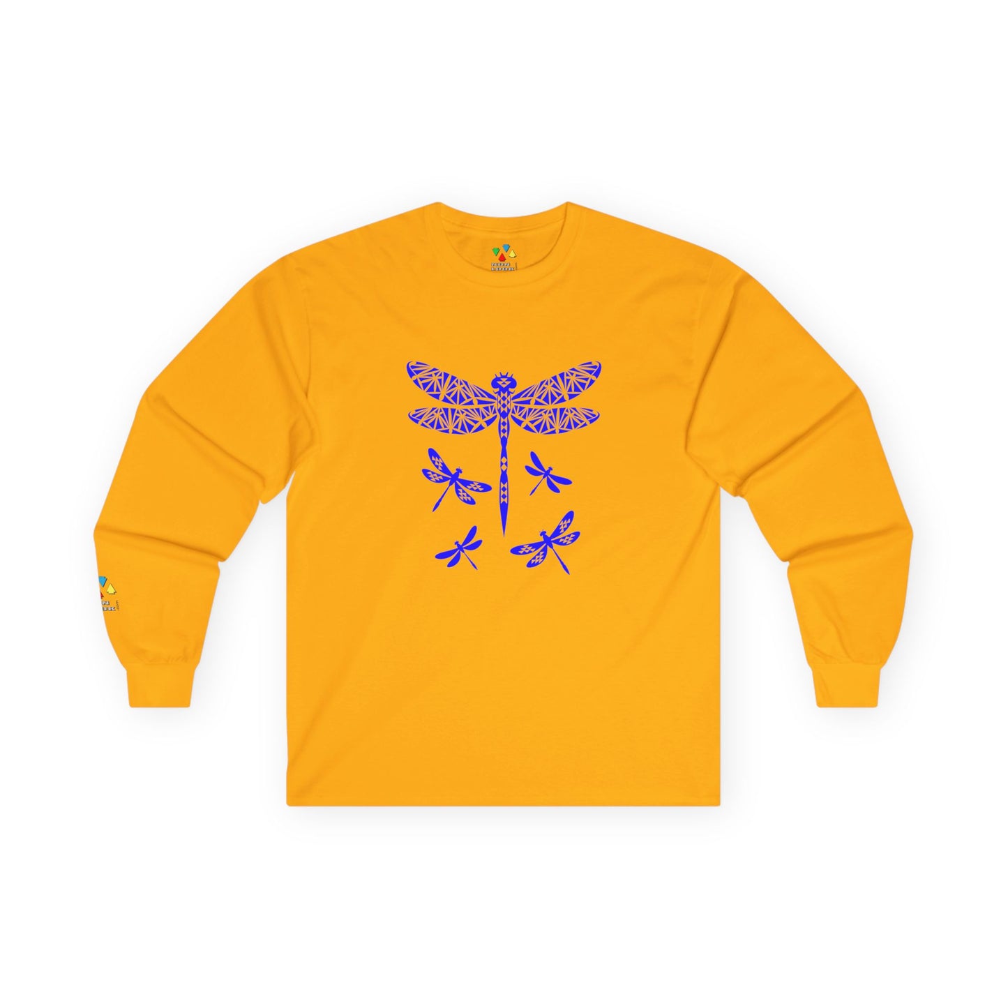 Native Dragonfly in Blue Unisex Long Sleeve Tee