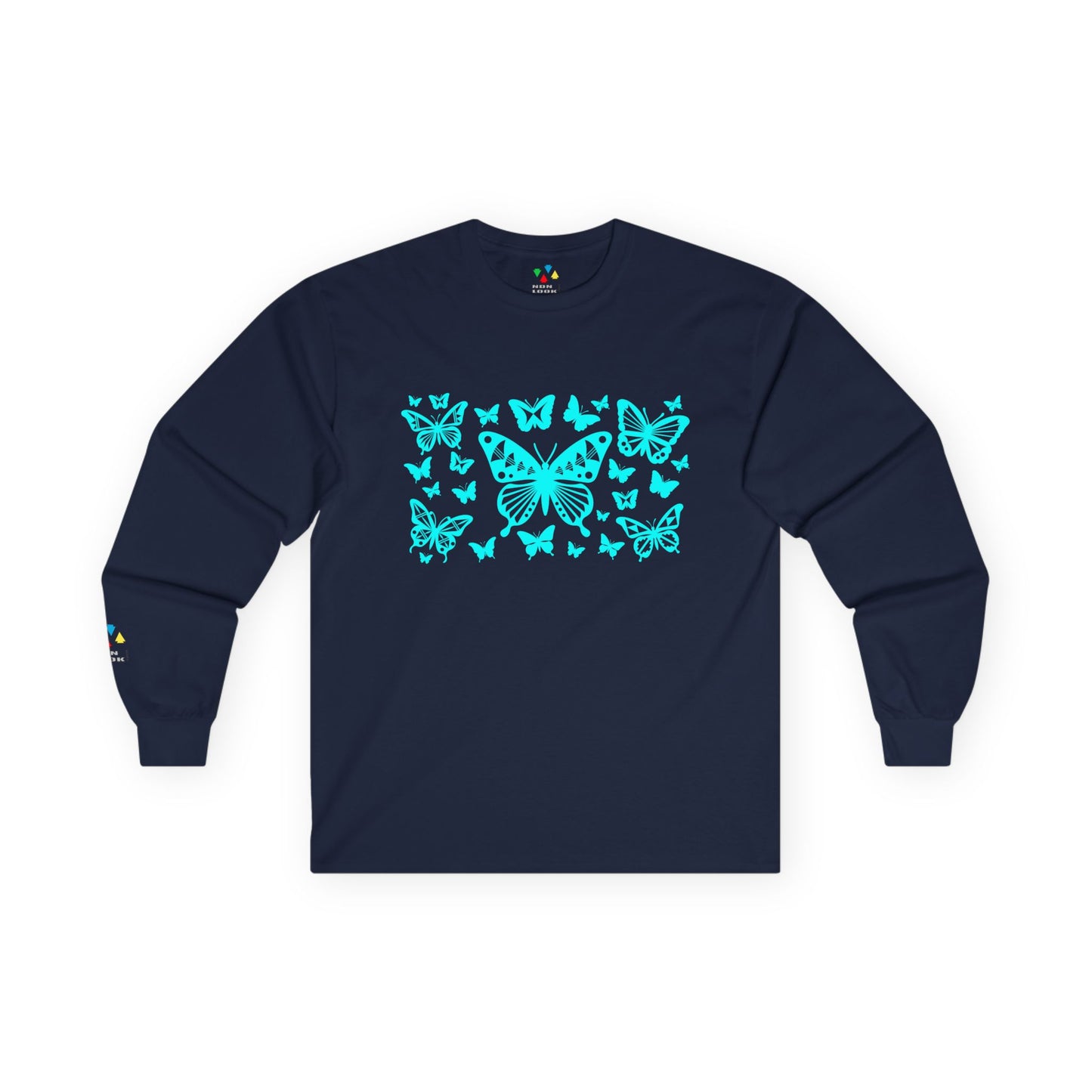 Butterfly Dance in Turquoise Unisex Long Sleeve Tee