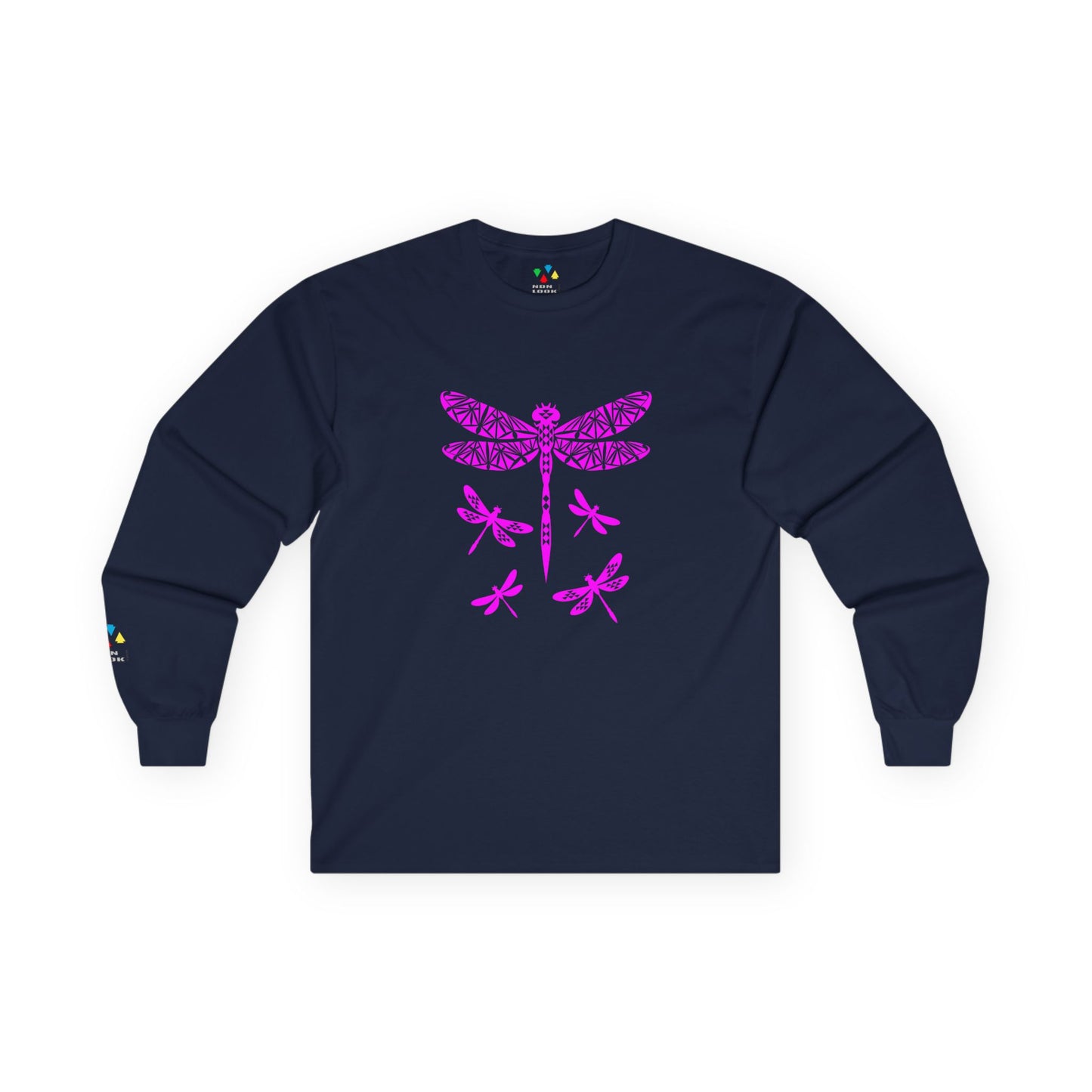 Native Dragonfly in Pink Unisex Long Sleeve Tee