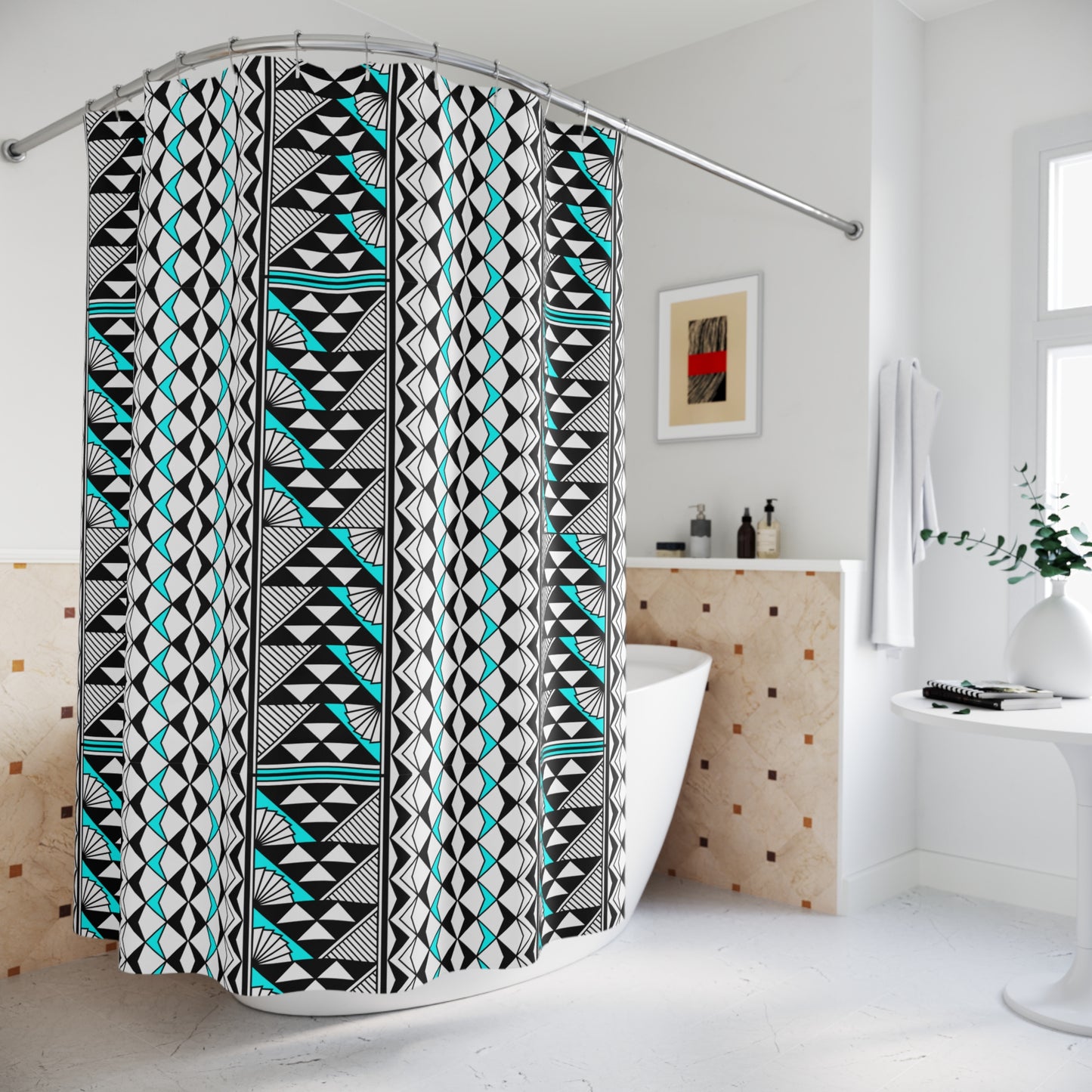 Southwest Rain and Sun in Turquoise Shower Curtains