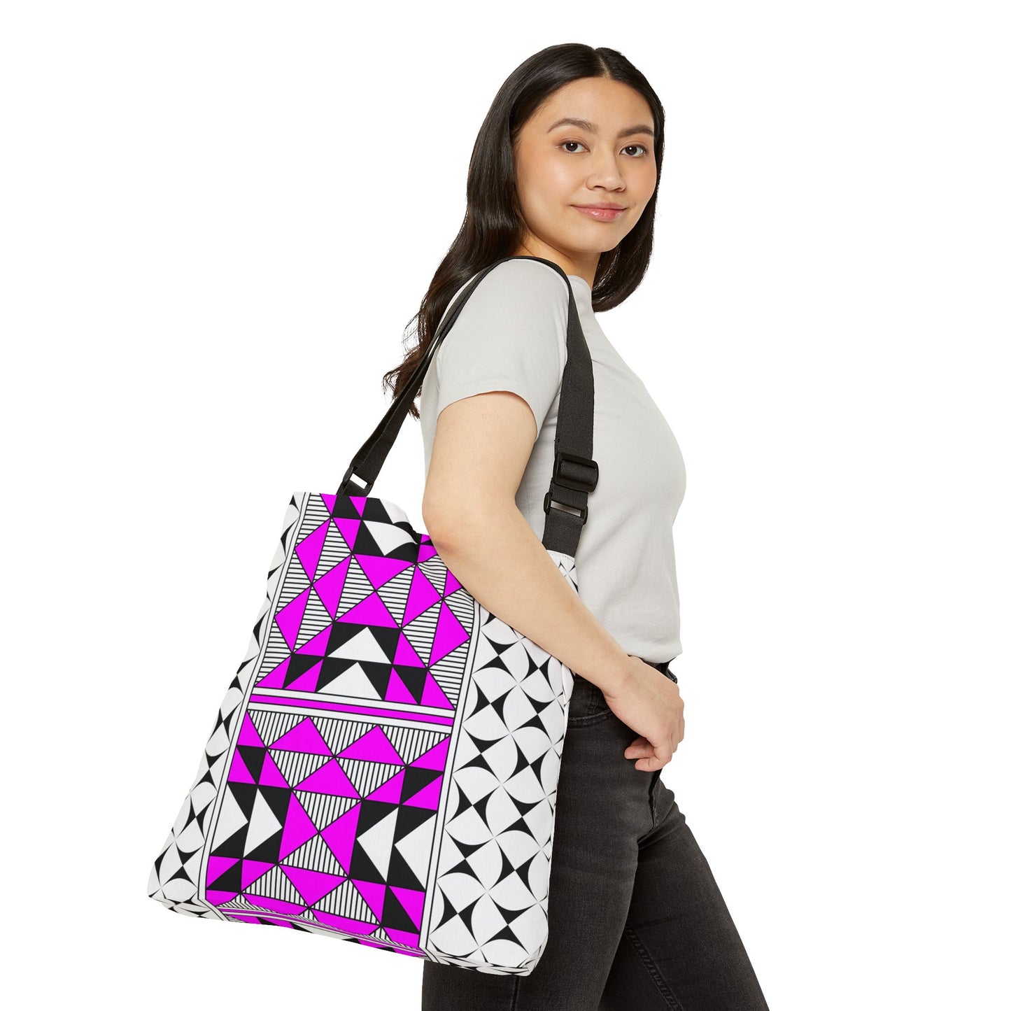 Pink Native Sacred Mountains Adjustable Tote Bag