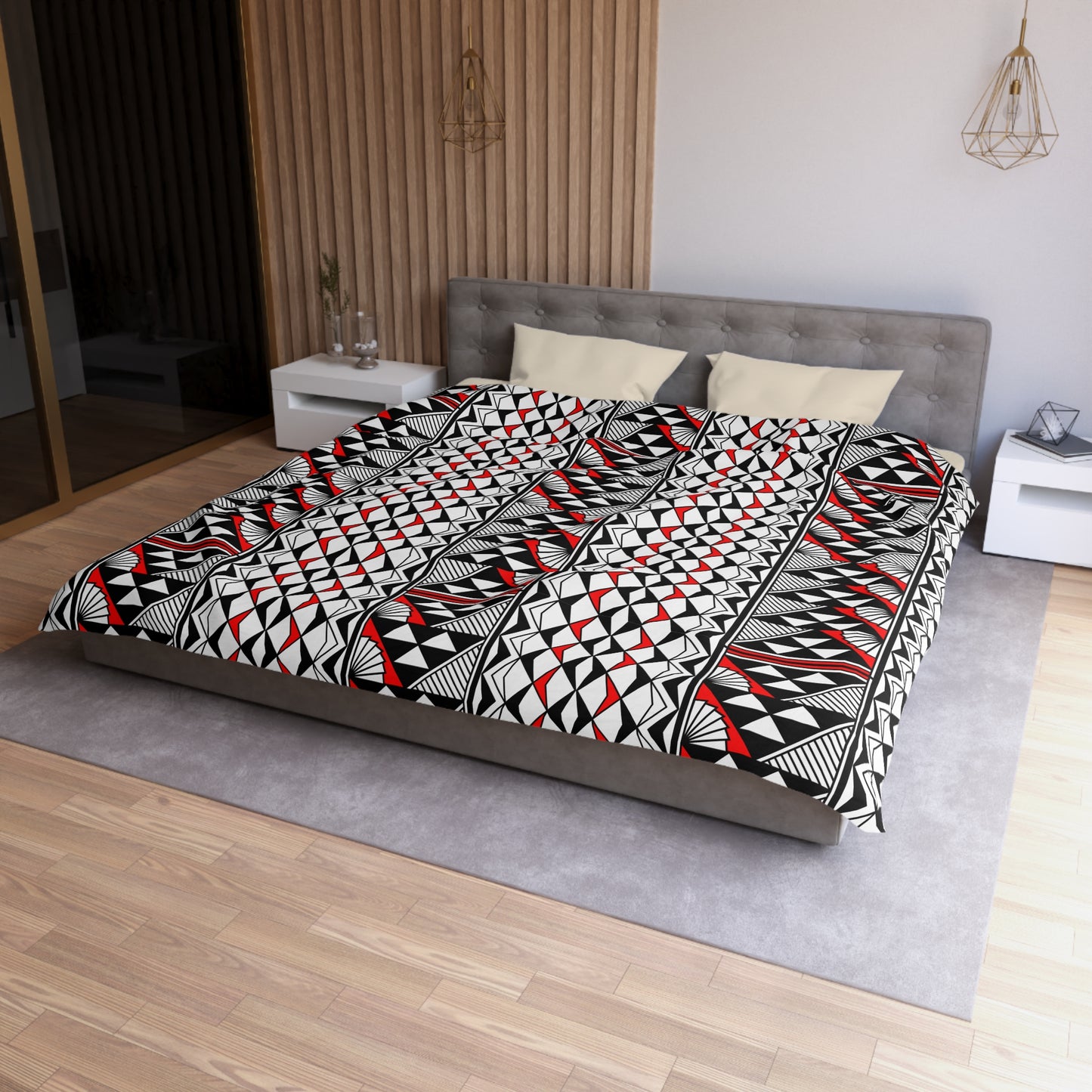 Sun and Rain in Red Microfiber Duvet Cover
