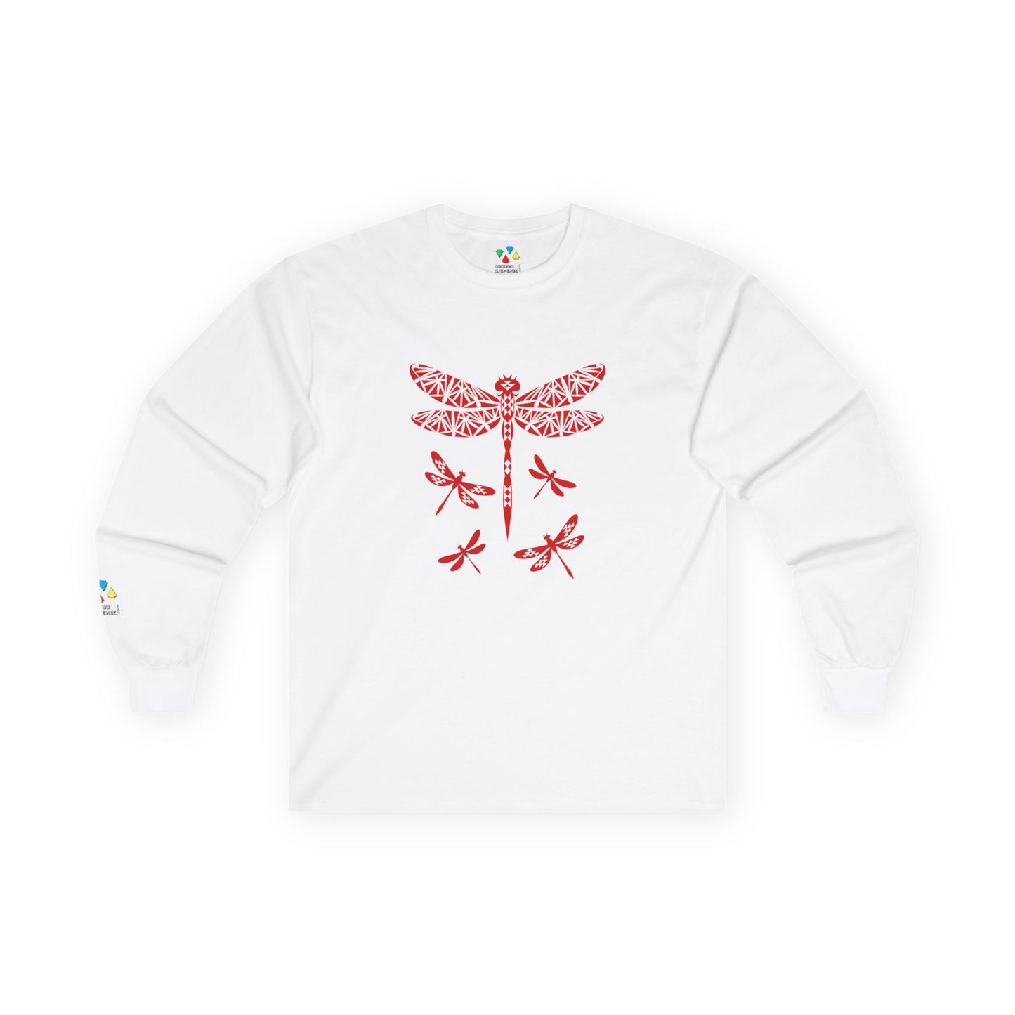 Native Dragonfly in Red Unisex Long Sleeve Tee