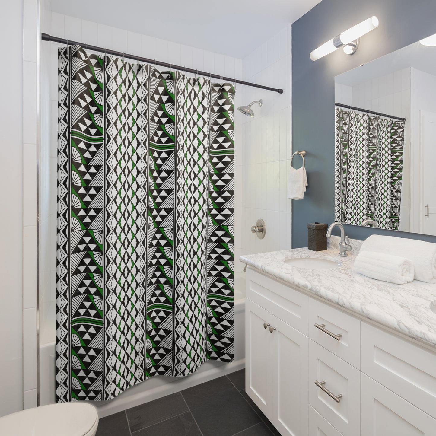 Southwest Rain and Sun in Green Shower Curtains