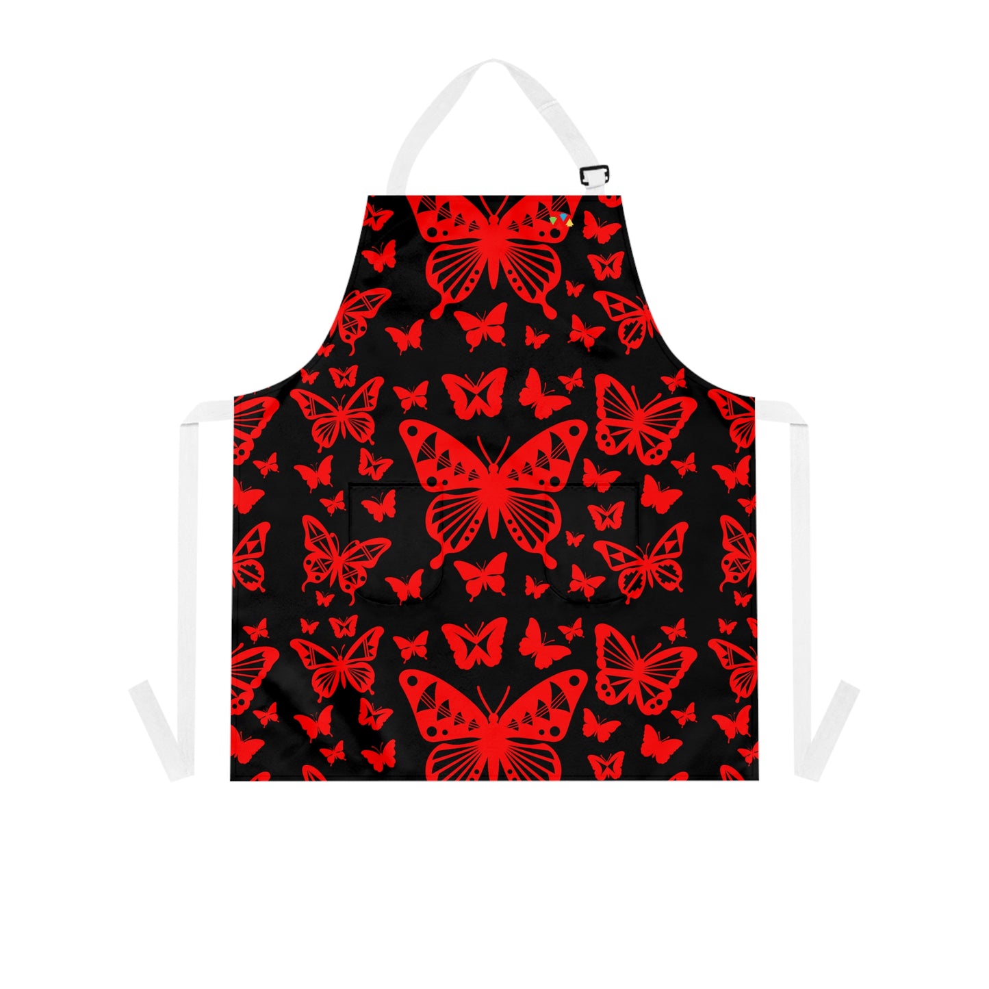 Native Butterflies in Red Two Pocket Apron
