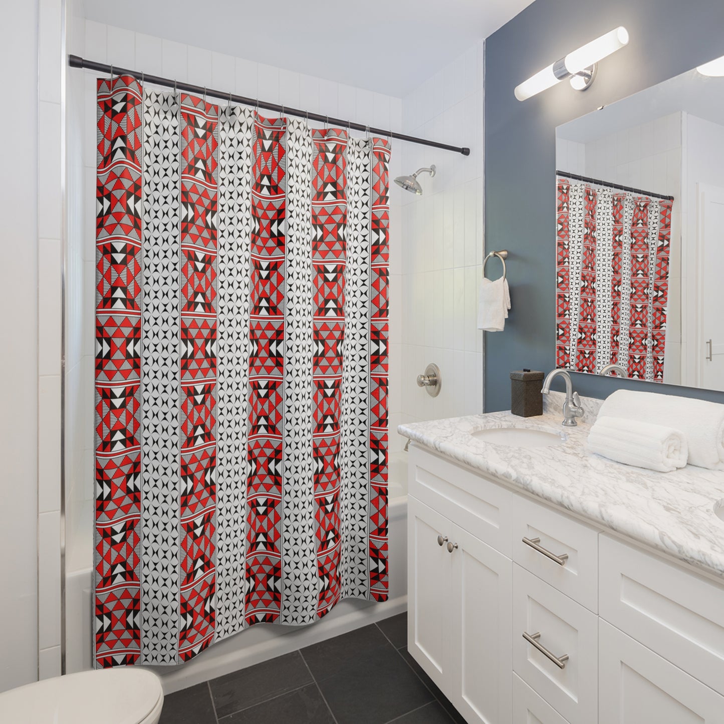 Southwest Mountains in Red Shower Curtains