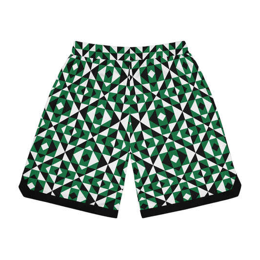 Green Sacred Mountains Basketball Rib Shorts