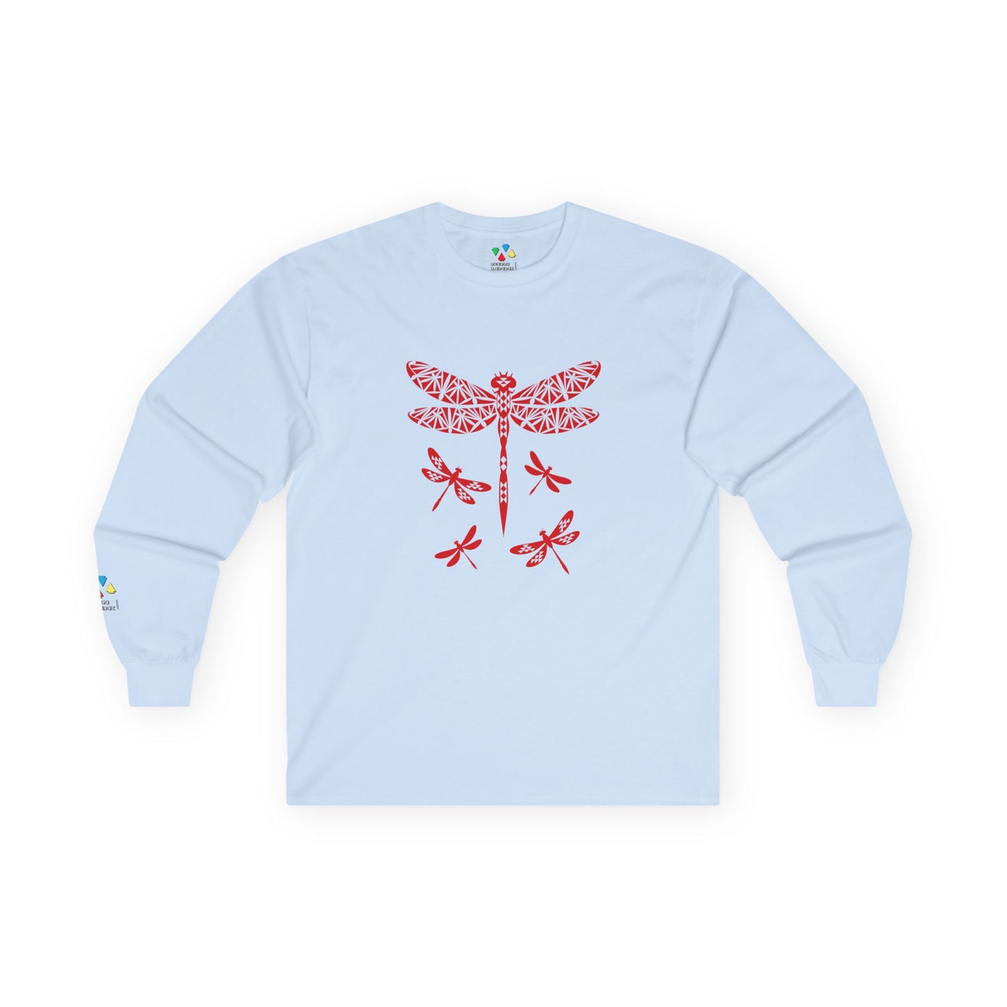 Native Dragonfly in Red Unisex Long Sleeve Tee