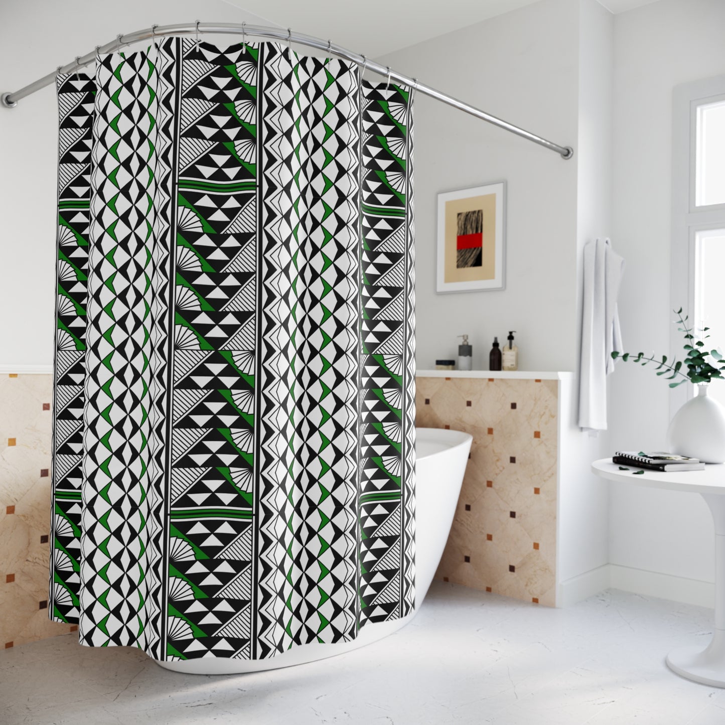 Southwest Rain and Sun in Green Shower Curtains