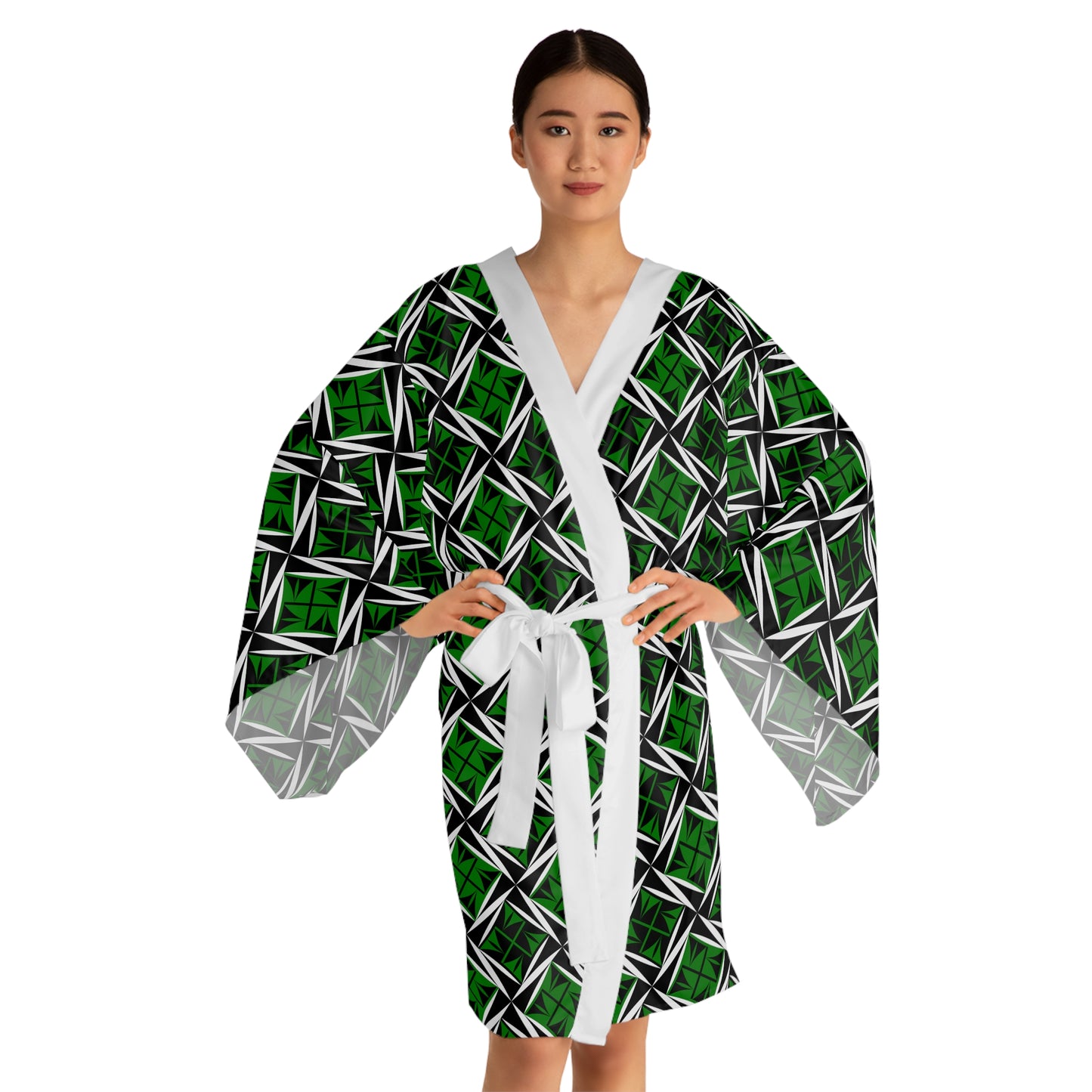 Sacred Winds in Green Kimono Robe – Where Comfort Meets Native Grace