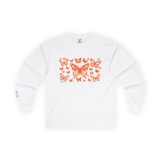 Butterfly Dance in Orange Unisex Long Sleeve Tee