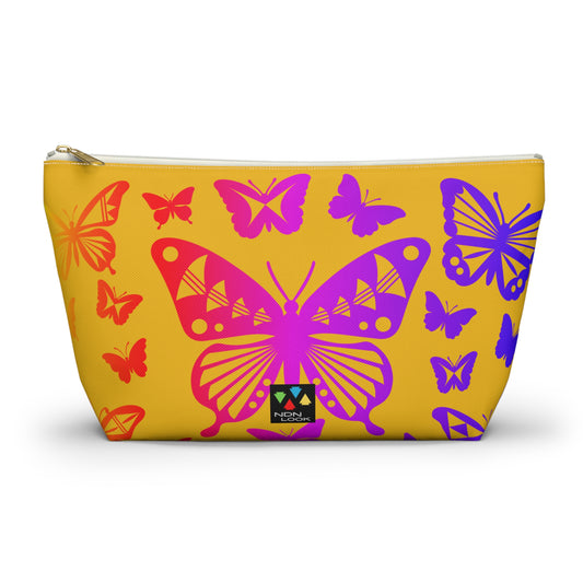 Rainbow Butterflies on Yellow Pouch w T-bottom
