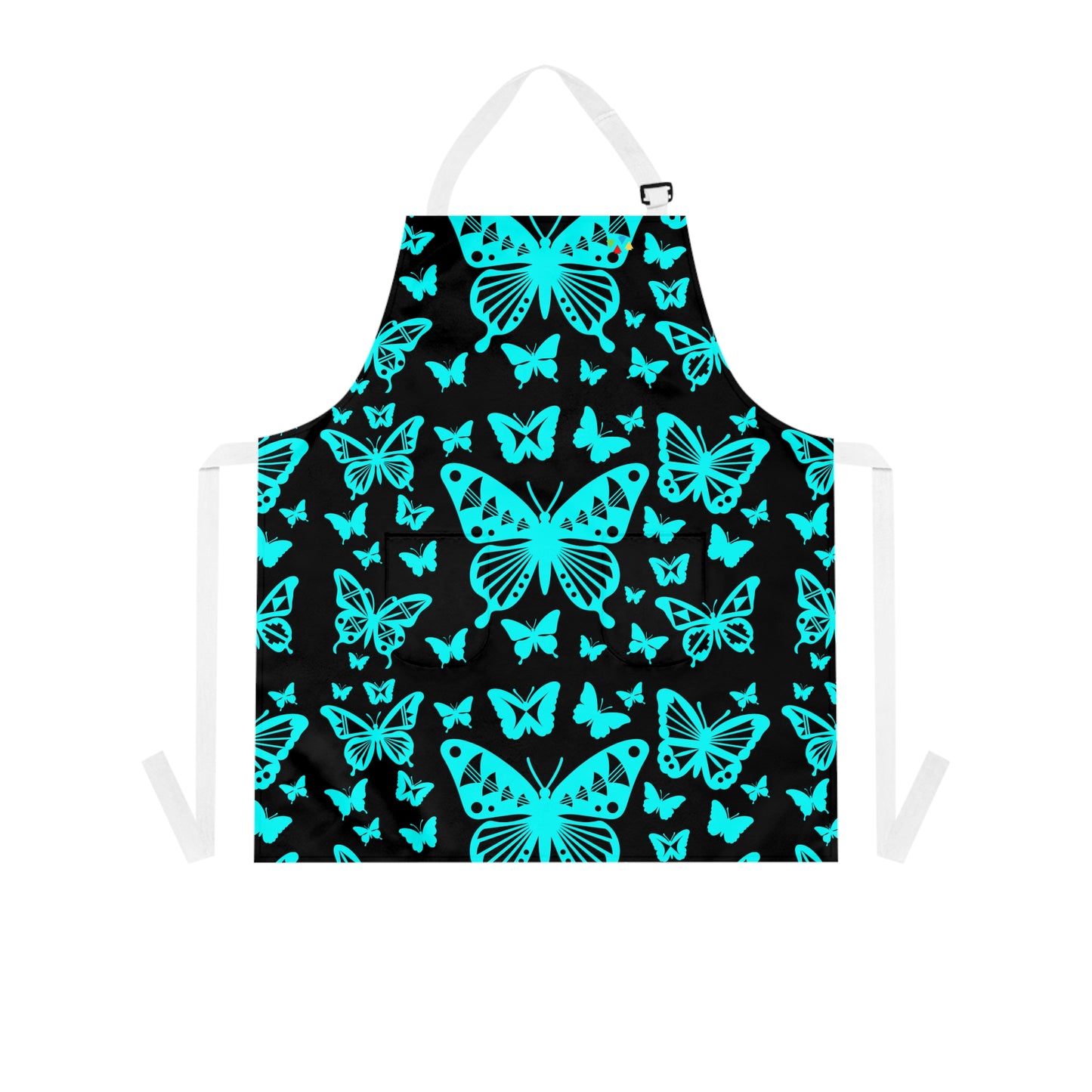 Native Butterflies in Turquoise Two Pocket Apron