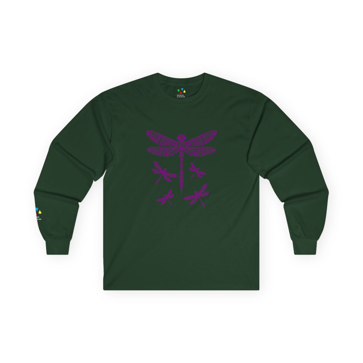 Native Dragonfly in Purple Unisex Long Sleeve Tee