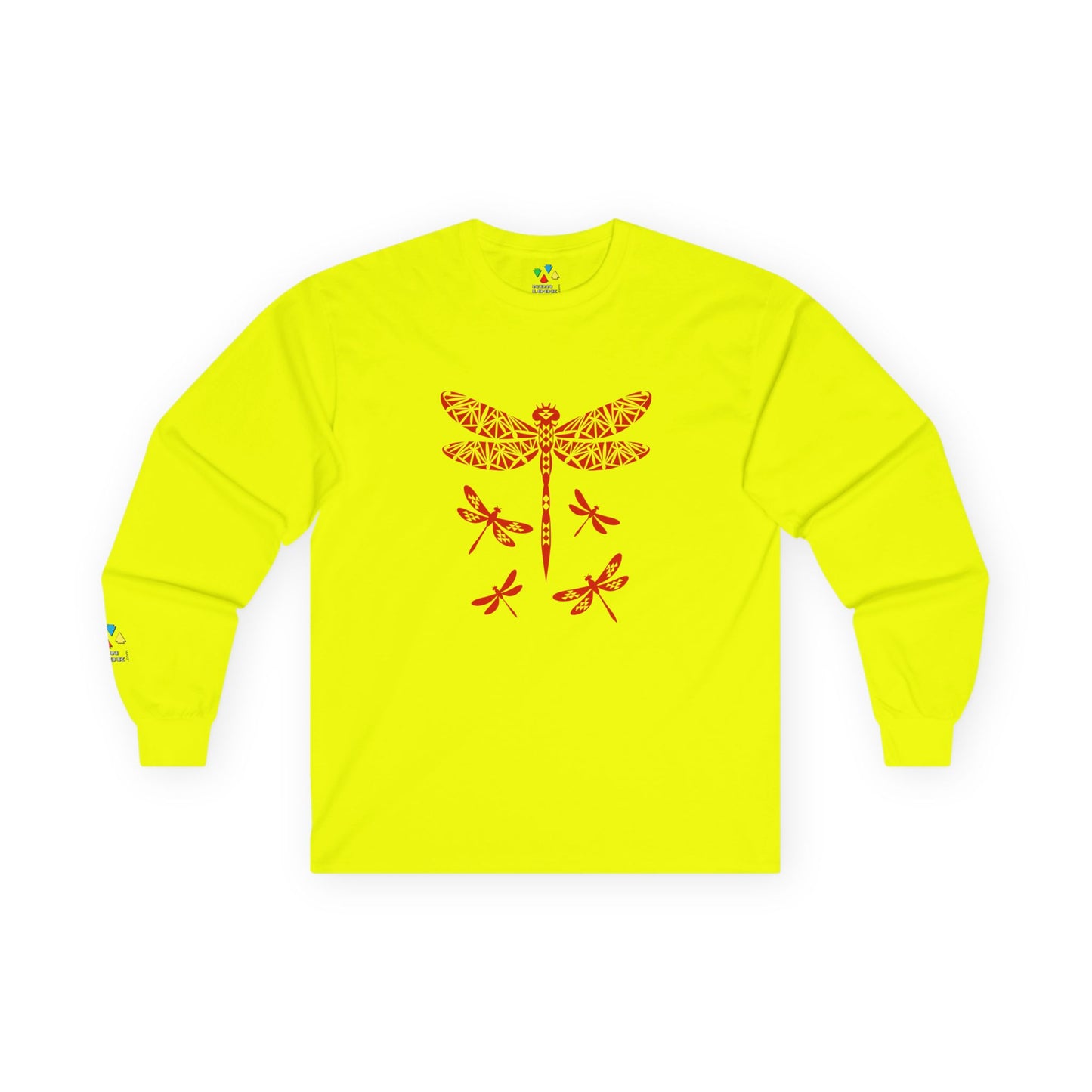 Native Dragonfly in Red Unisex Long Sleeve Tee