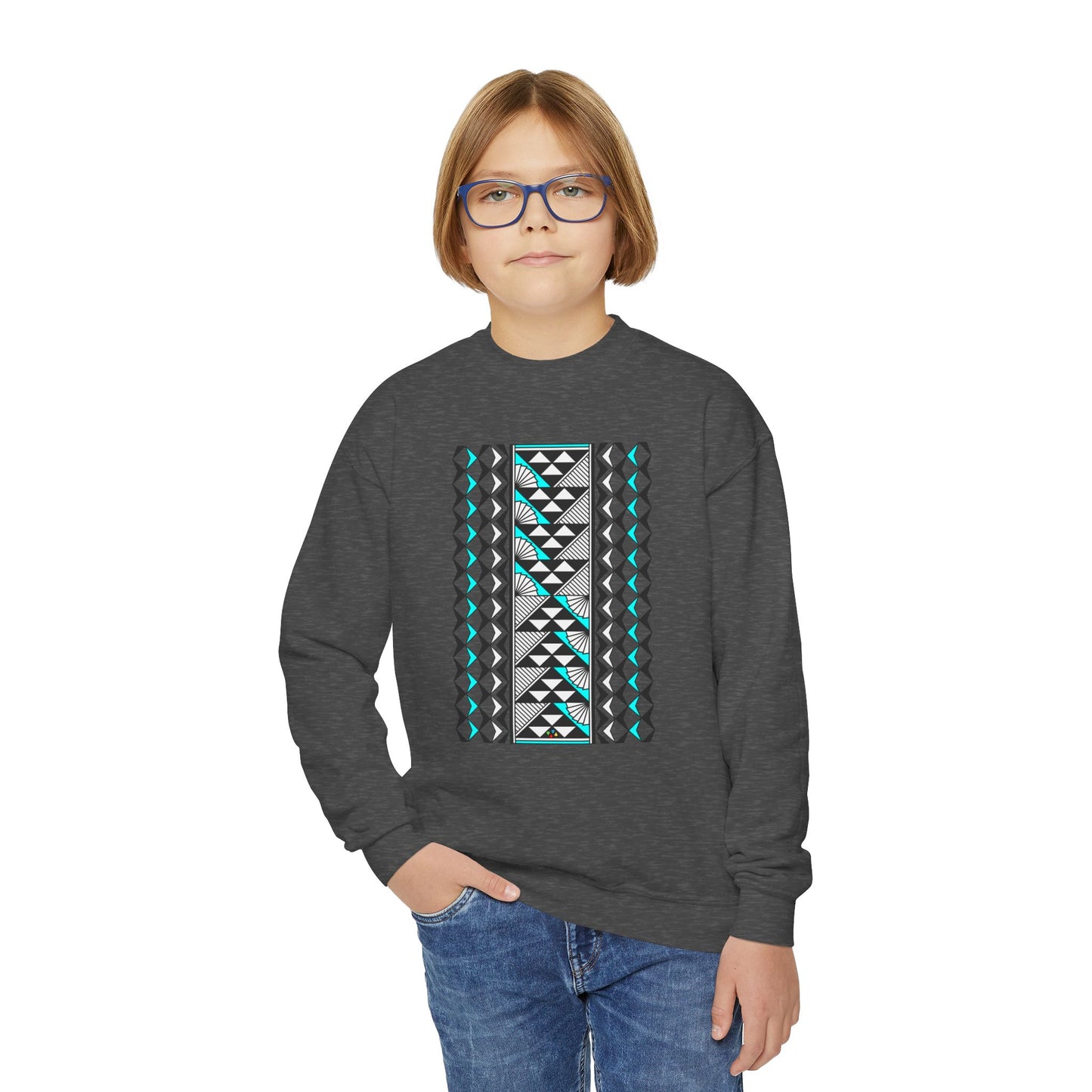 Rain and Sun in Turquoise Youth Crewneck Sweatshirt