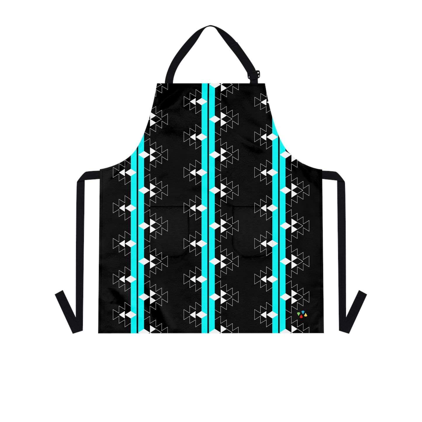 Turquoise on Black Native Woven Stories Two Pocket Apron