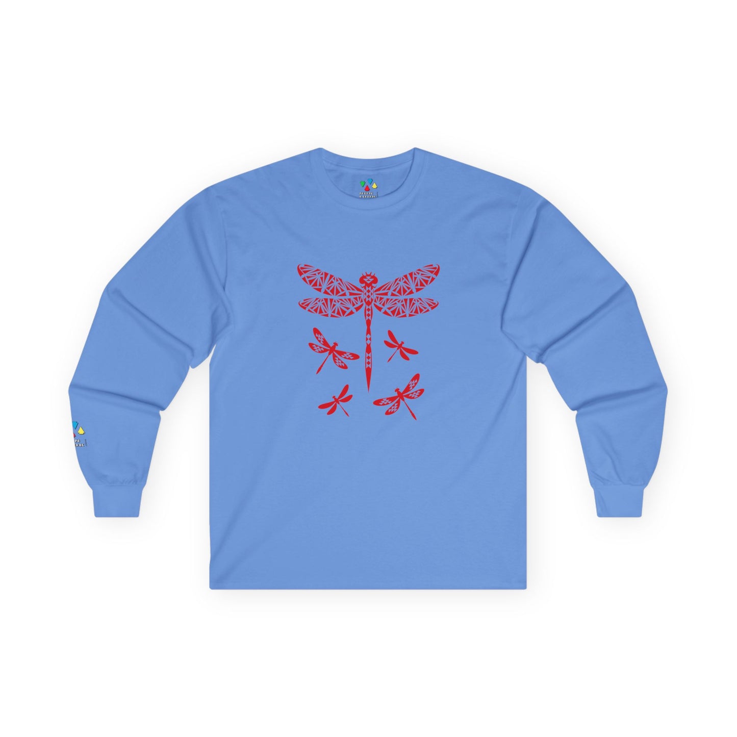 Native Dragonfly in Red Unisex Long Sleeve Tee